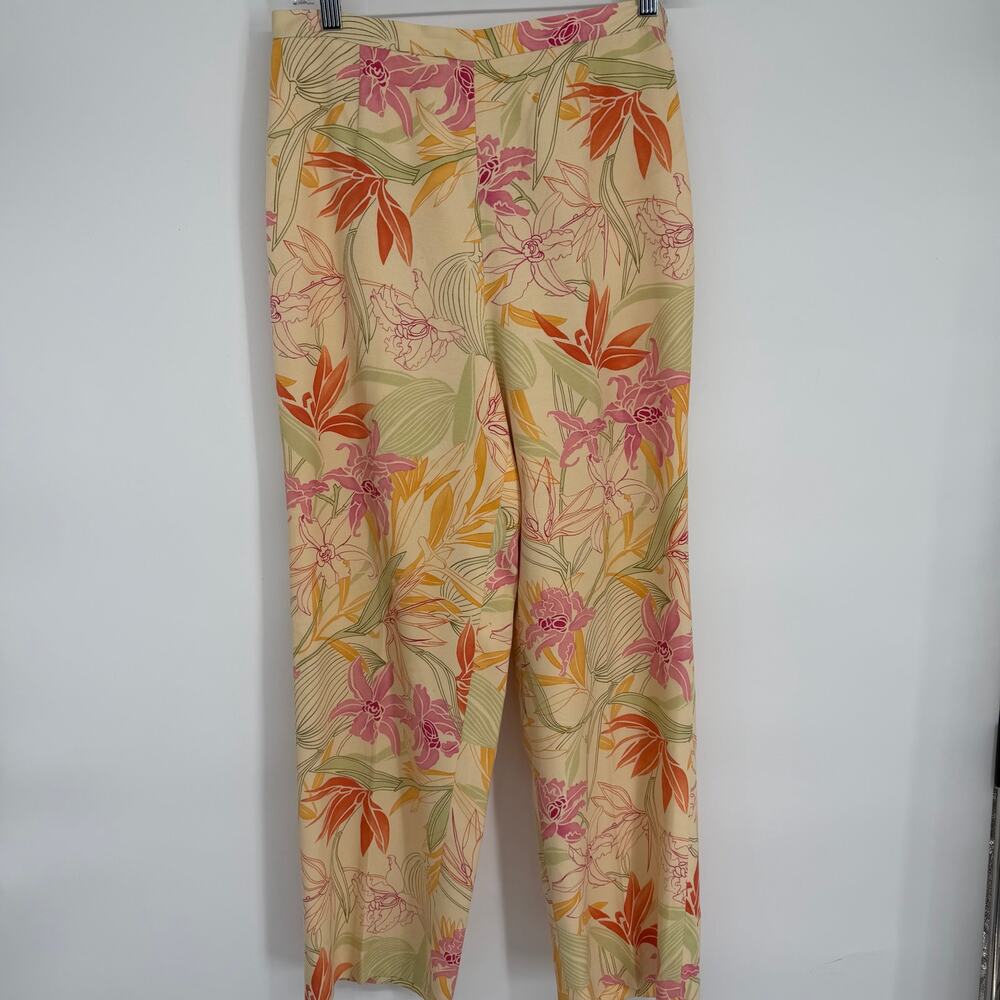 Talbots Pants Women’s 8P Silk Floral Print Classic‎ Traditional Old Money Modest